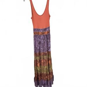 Anthropologie “Colima” Multi Color Snakeskin Print Boho Maxi Long Dress- Size XS
